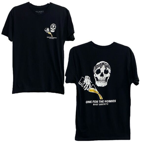 riot society Tops - Riot Society One for the Homies Skull Graphic Tee Black Size Small